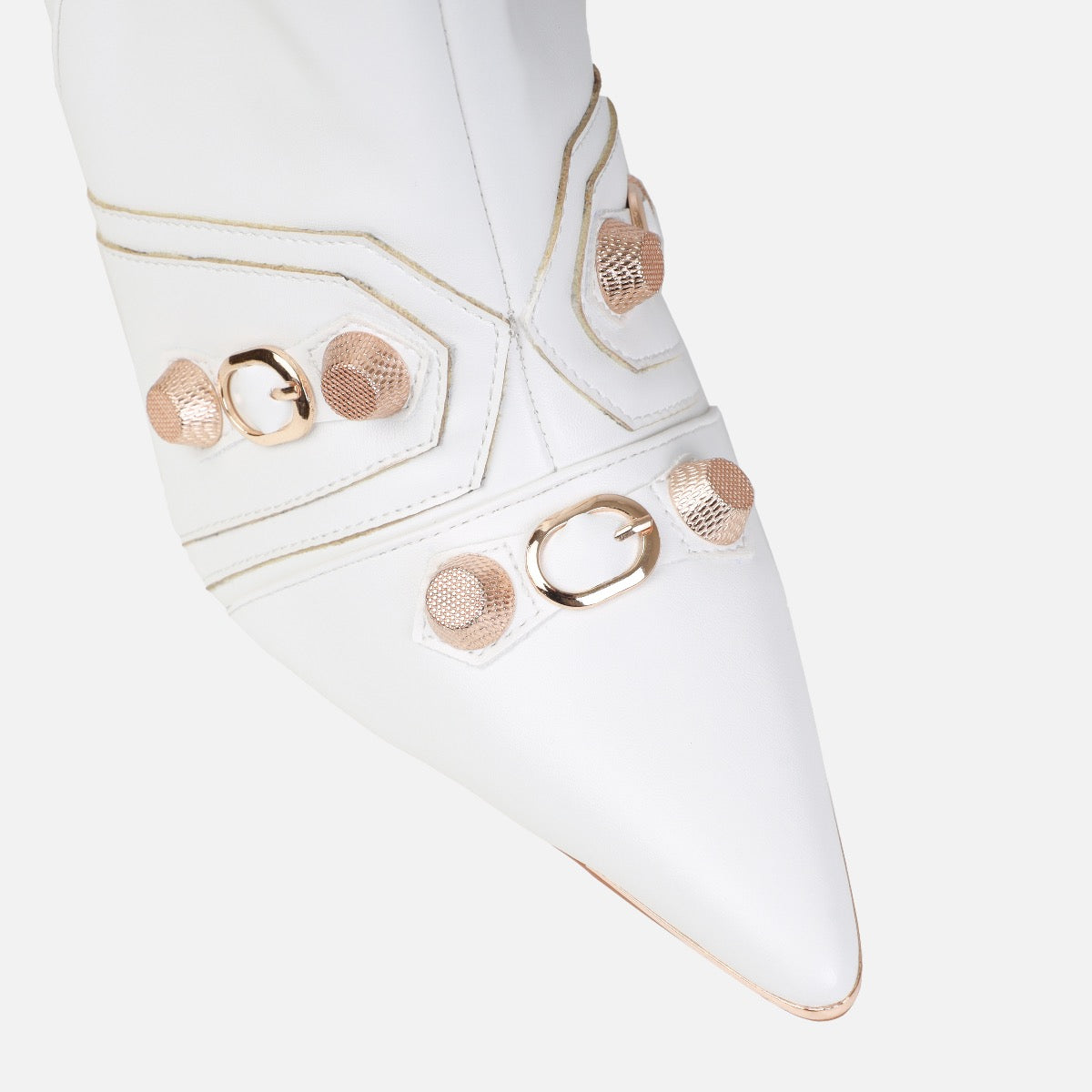 Gethin White Fringe Studded Knee High Boots