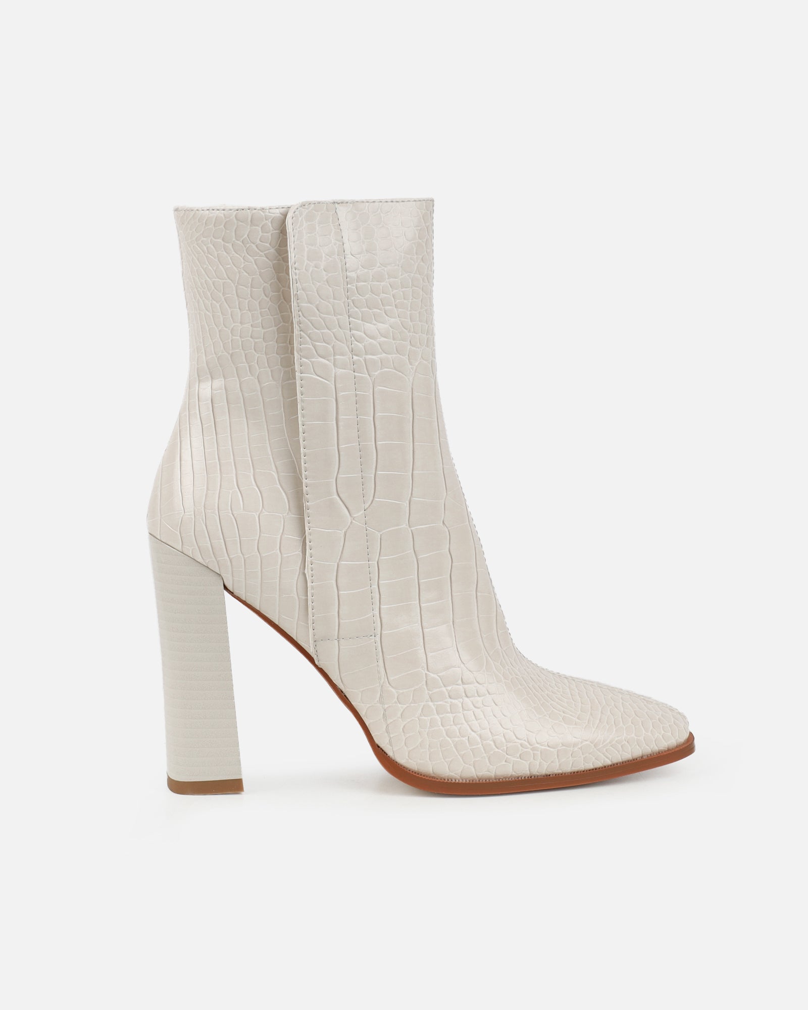 Ronald Stone Faux Croc Block Heeled Ankle Boots