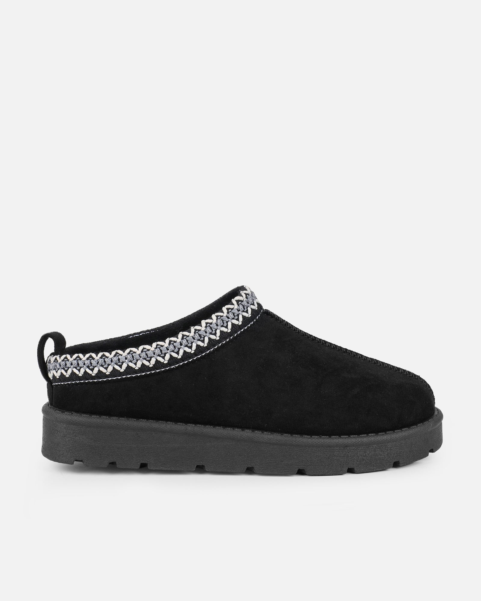 Rorie Black Faux Suede Slippers