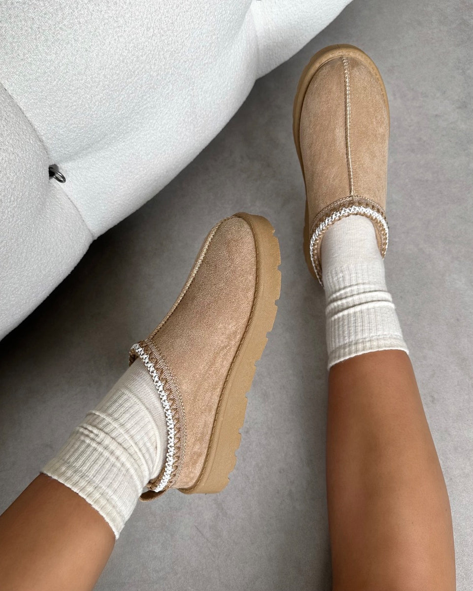 Rorie Sand Faux Suede Slippers