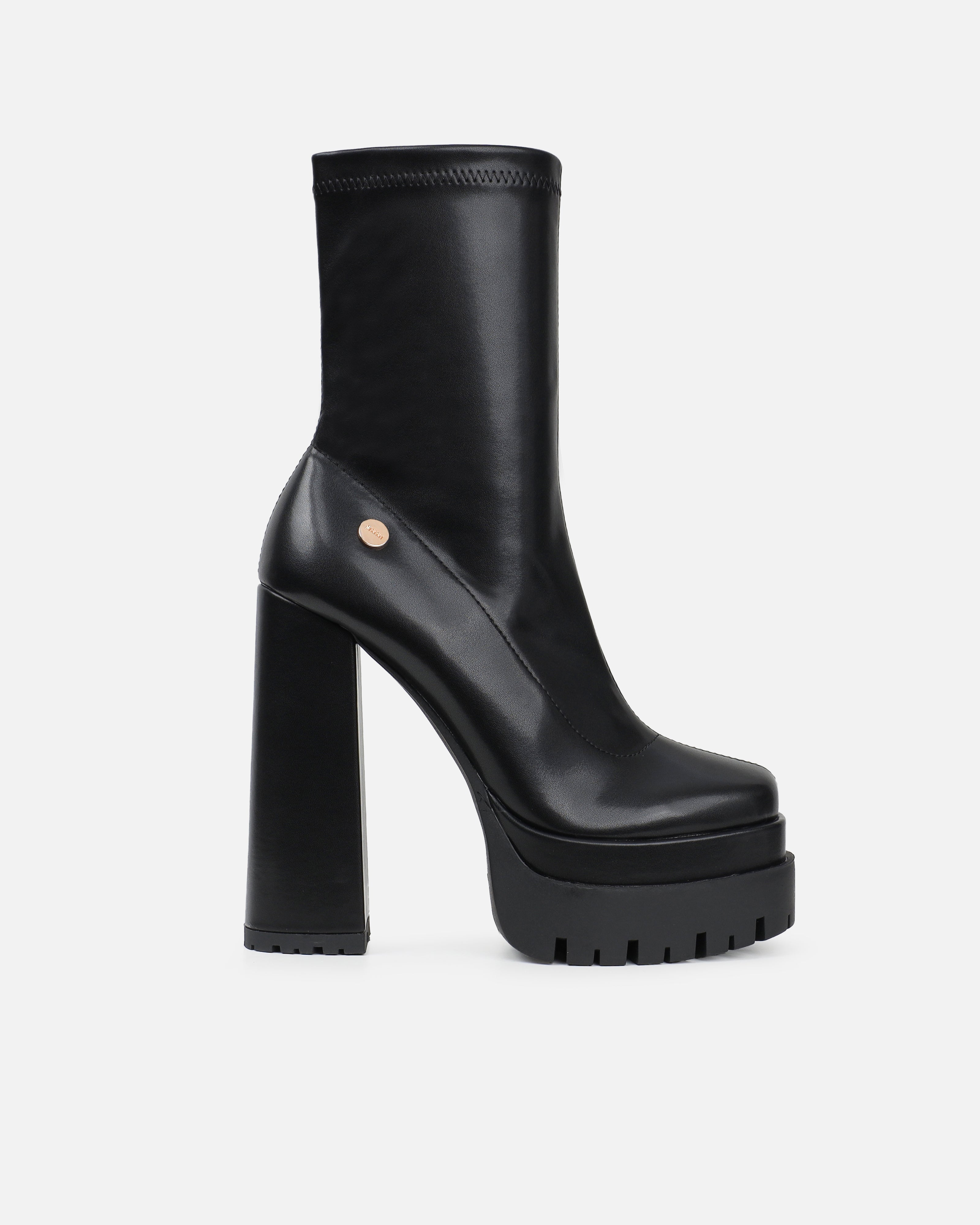 Eamon Black Stretch Platform Ankle Boots