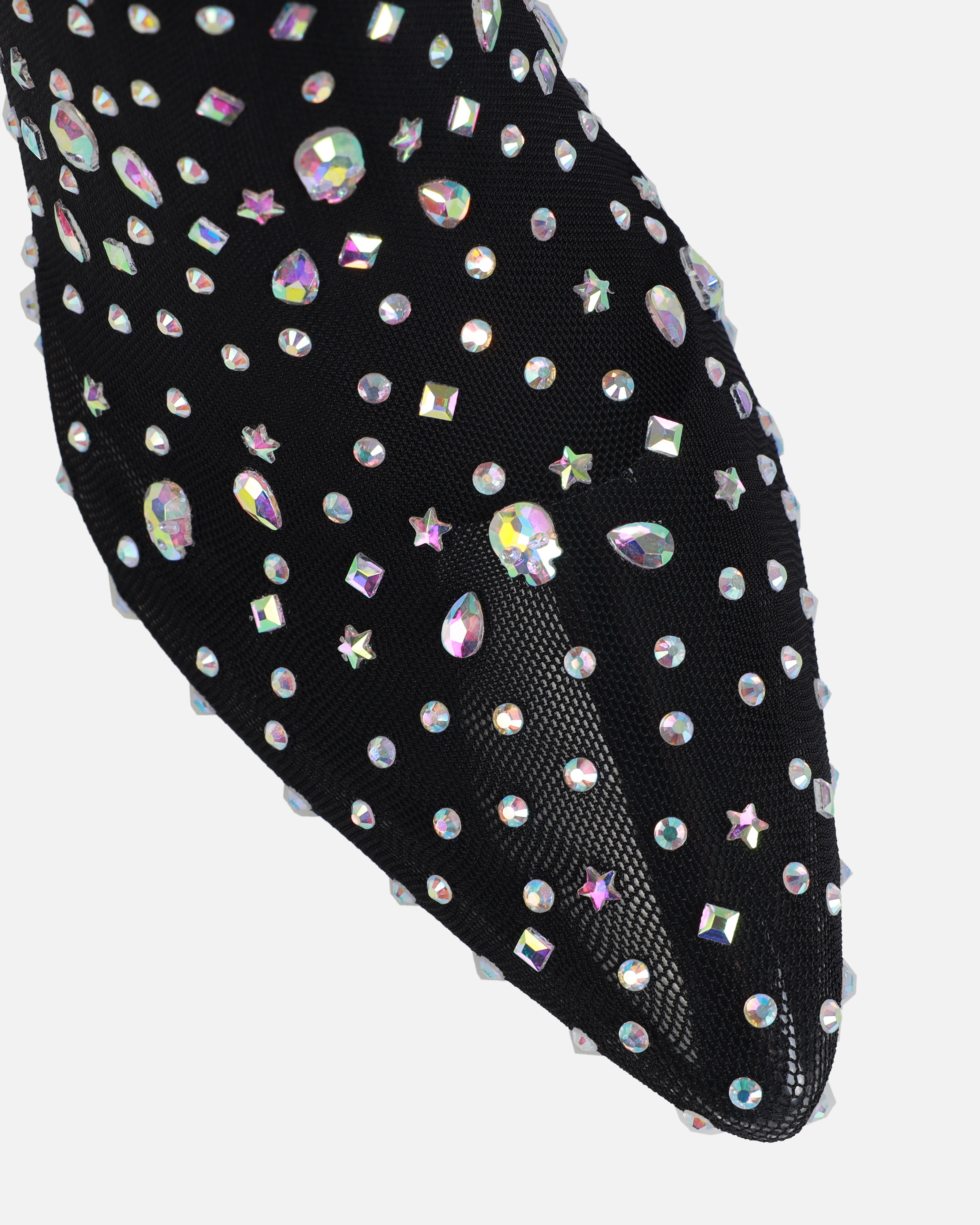 Sparki Black Mesh Diamante Stiletto Heels