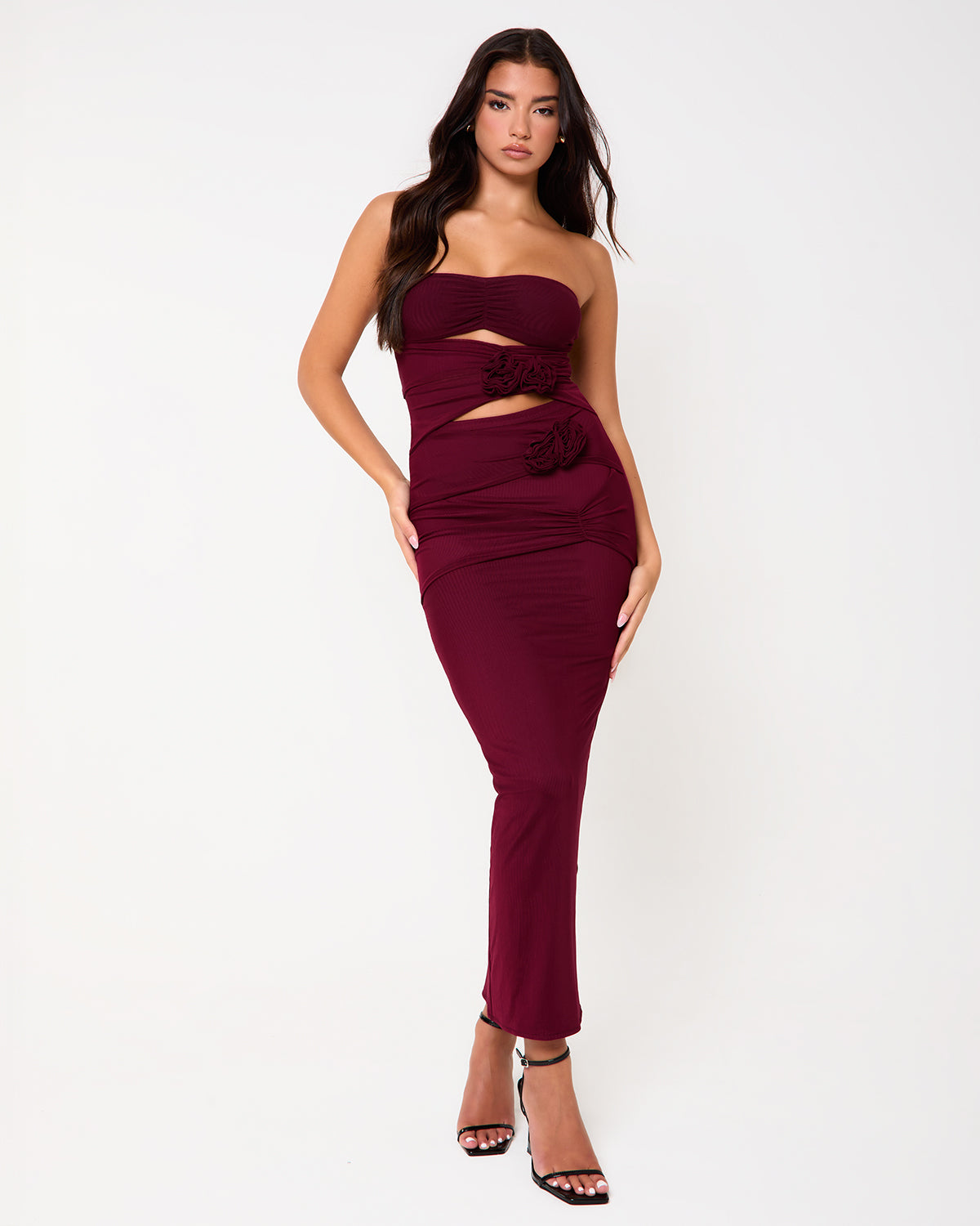 Richmond Burgundy Corsage Maxi Dress