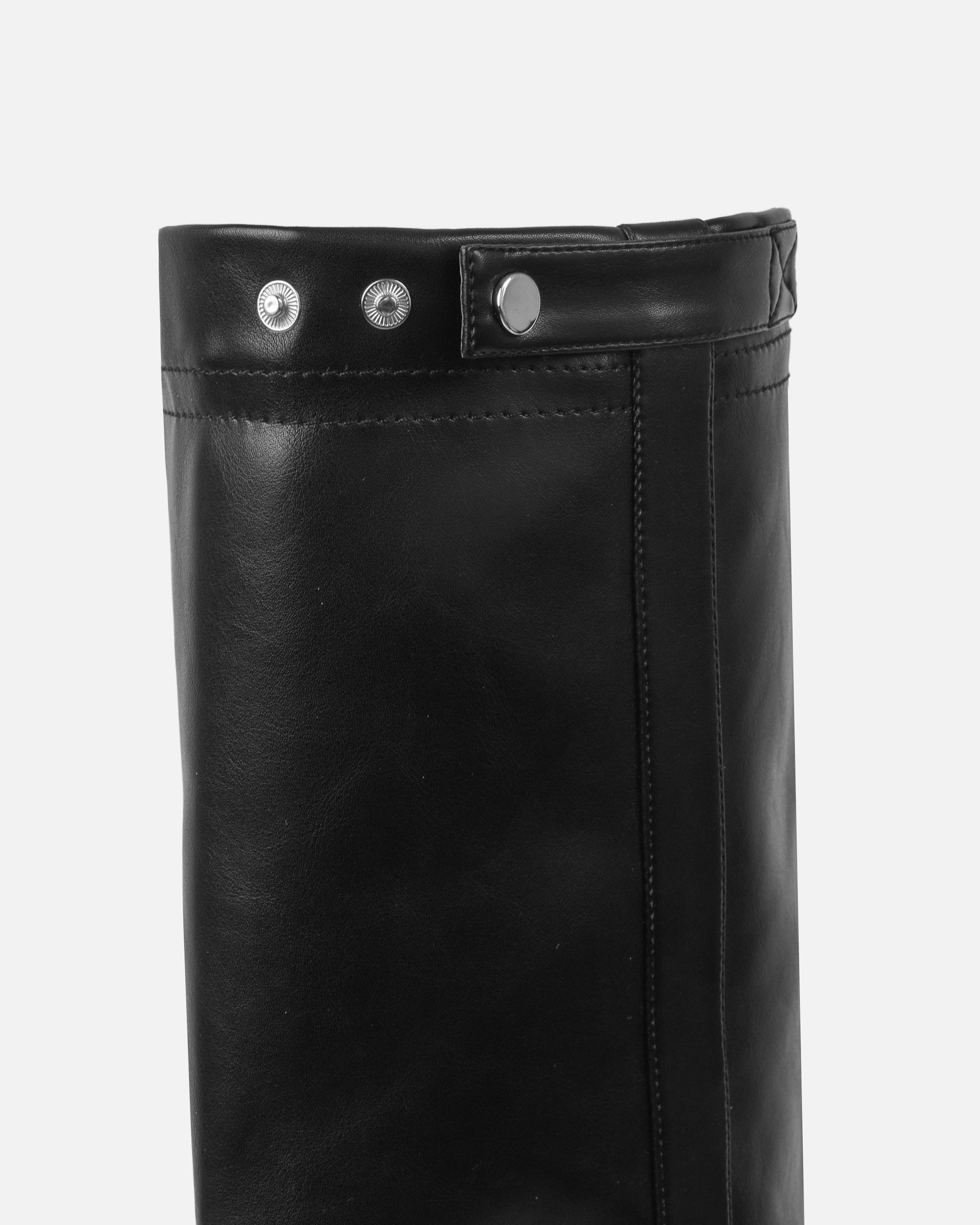 Sonny Black Fold Over Wedge Knee Boots