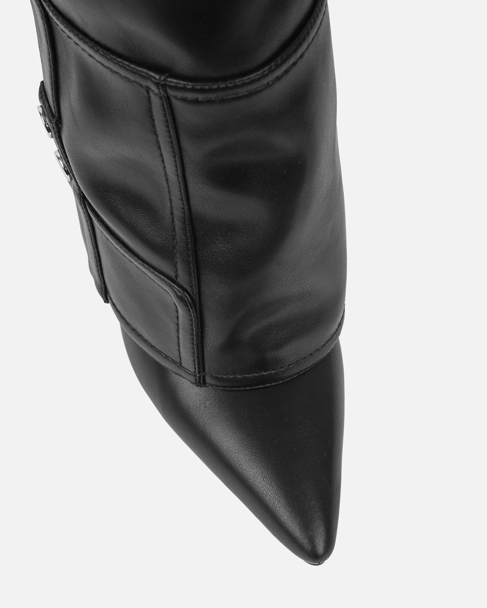 Sonny Black Fold Over Wedge Knee Boots