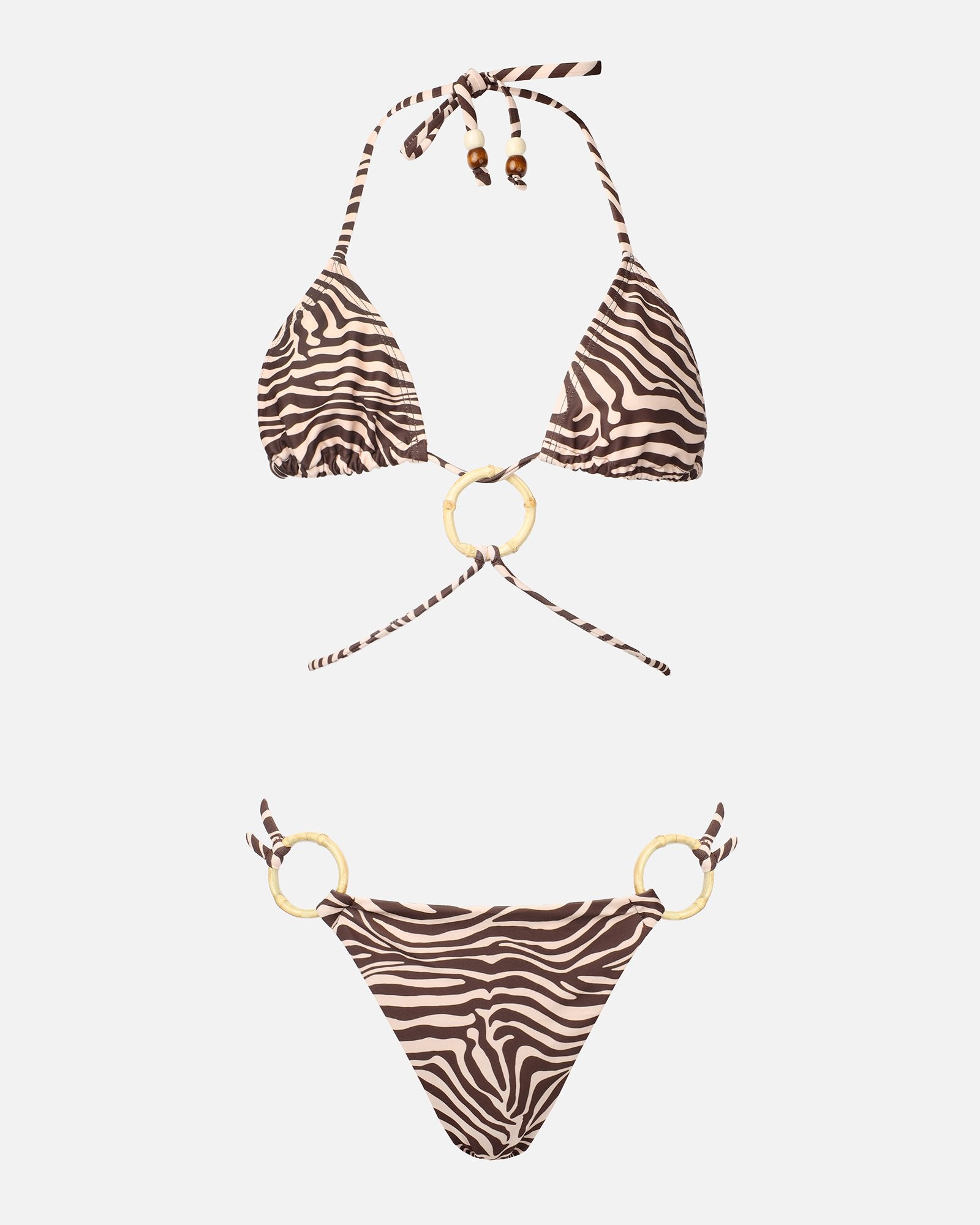 Azote Zebra Print Trim Detail Bikini Set