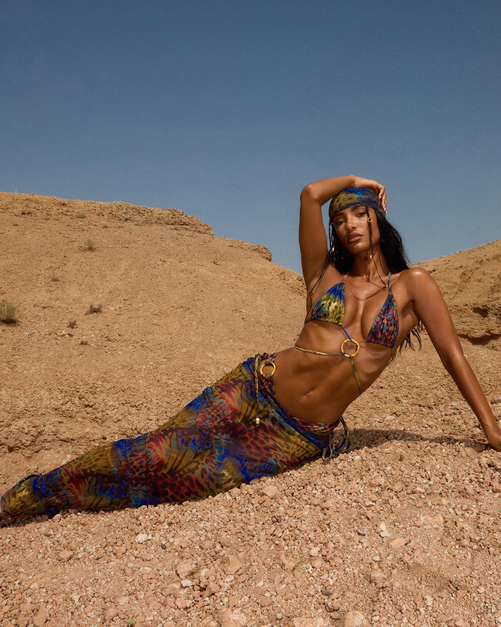 RIANA BUTTERFLY PRINT MESH MAXI SKIRT