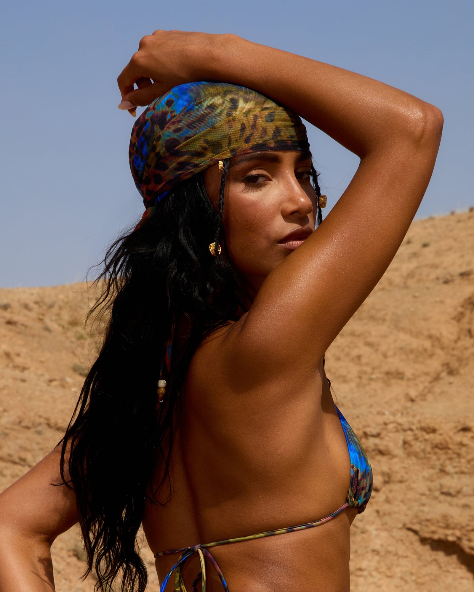 NAIA BUTTERFLY PRINT MESH HEADSCARF