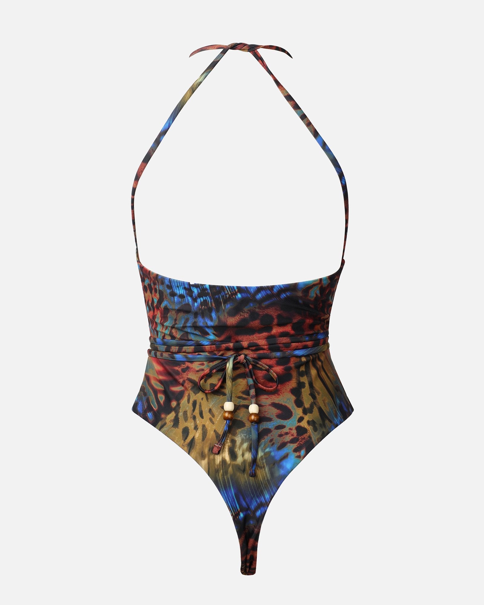 MICA BUTTERFLY PRINT PLUNGE CROSS BACK STRAPPY TIE WAIST SWIMSUIT