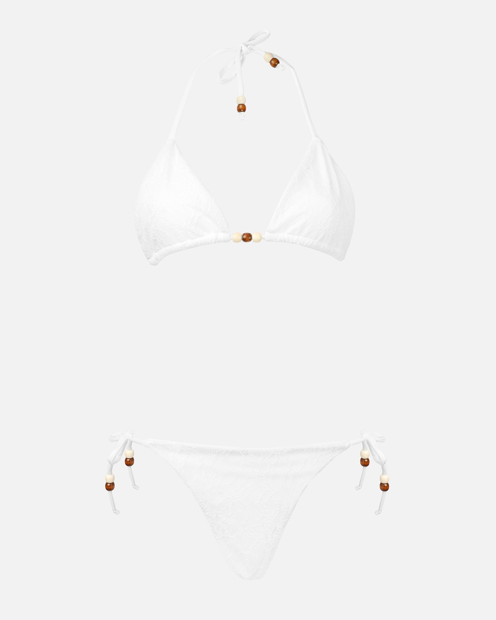 Mira White Lace Beaded Bikini Set