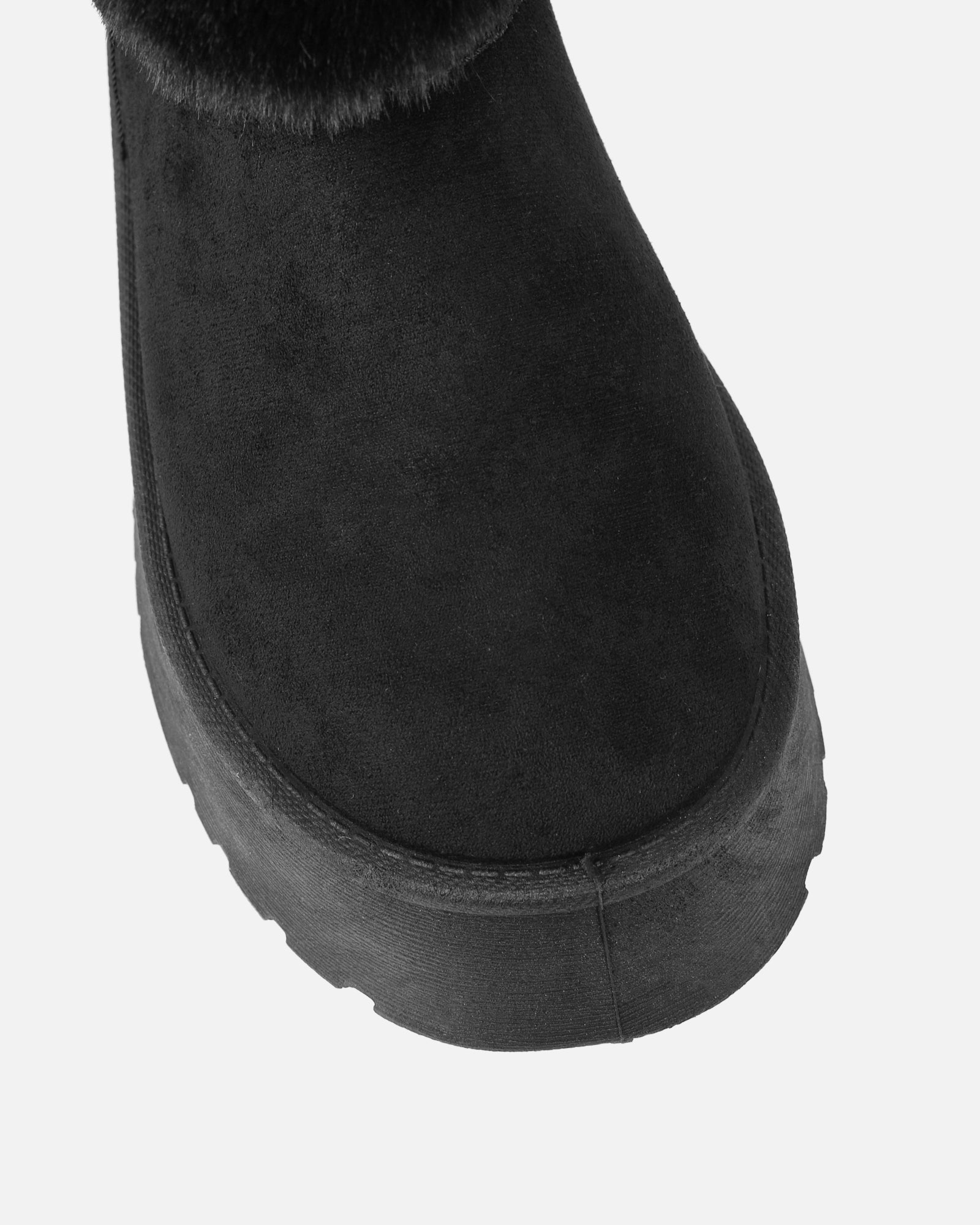 Tomiee Black Faux Suede Fur Trimmed Ankle Boots