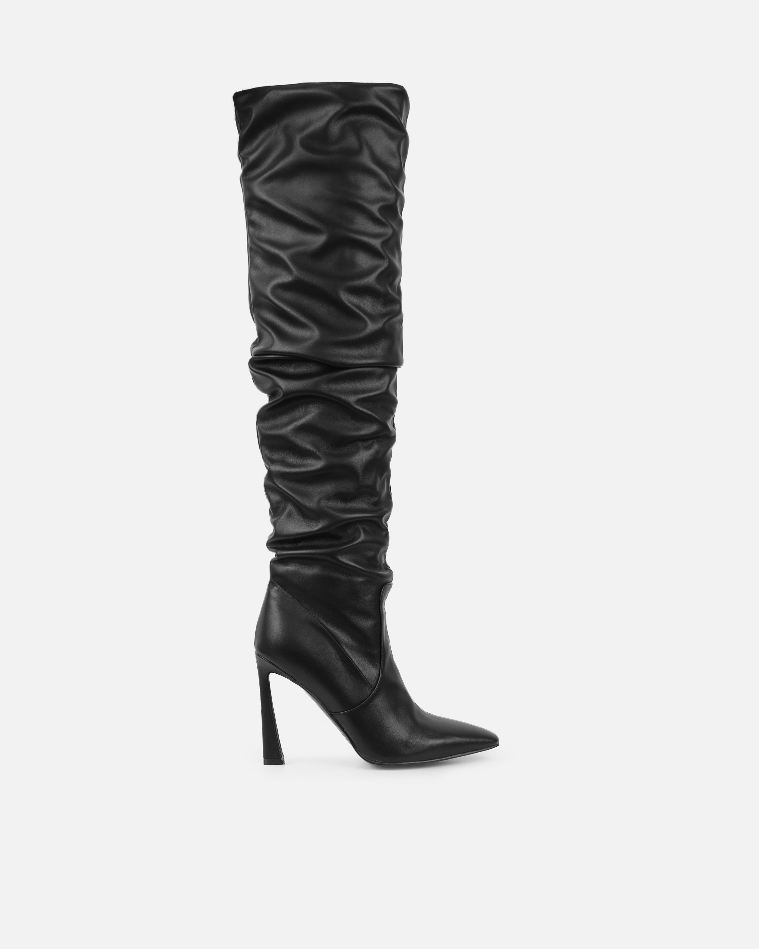 Usher Black Slouch High Heeled Over The Knee Boots