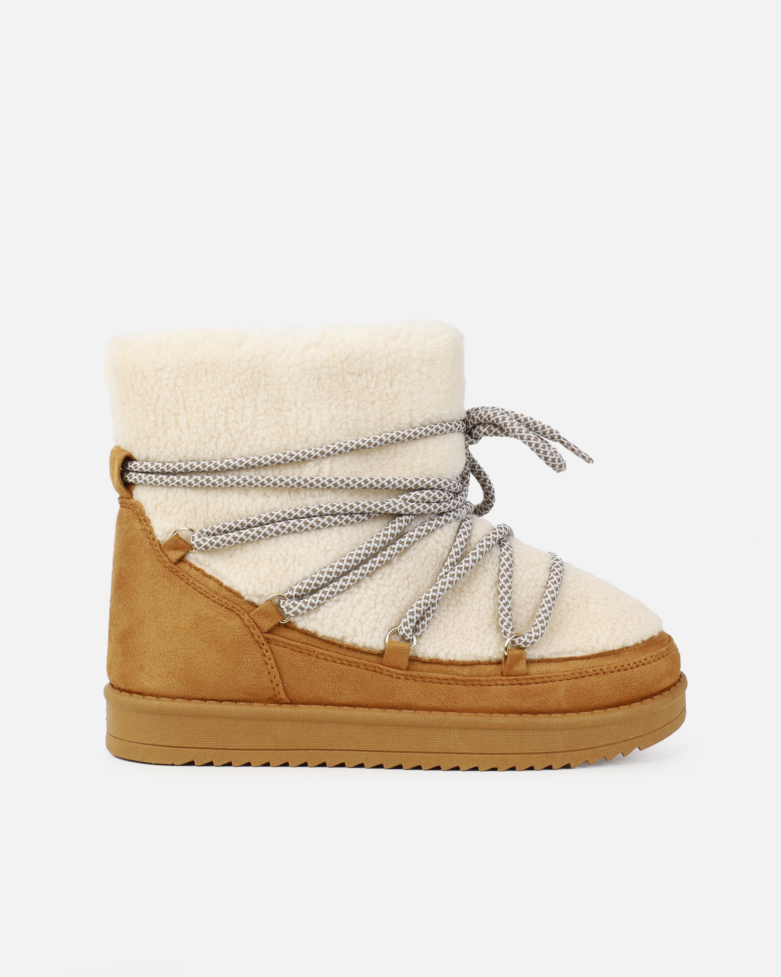 Warmth Tan Borg Mix Laced Snow Boots